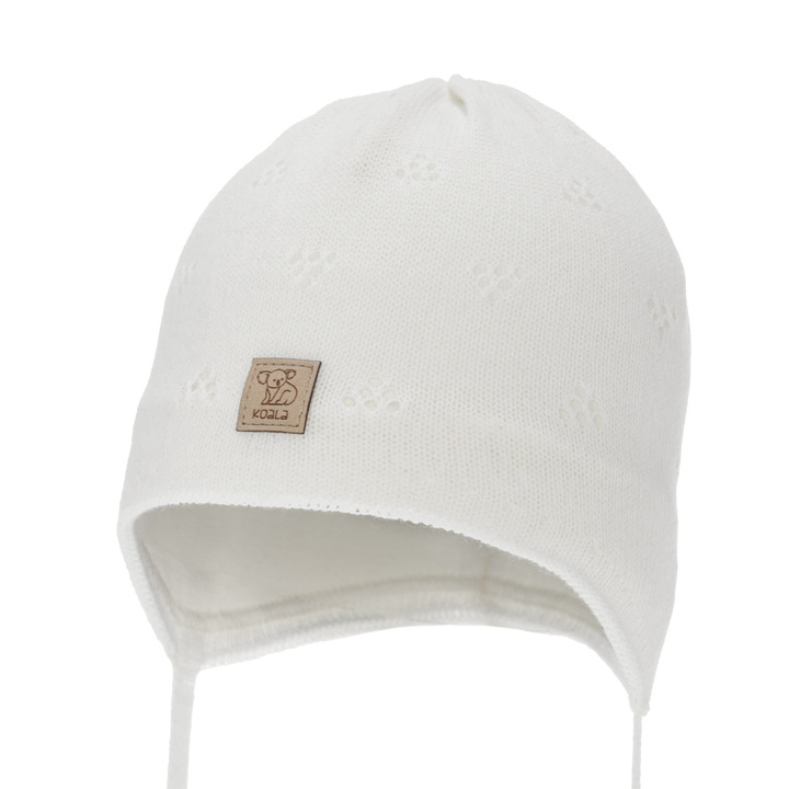 Jongens herfst/lente muts, wit, met bindkoorden, Slate