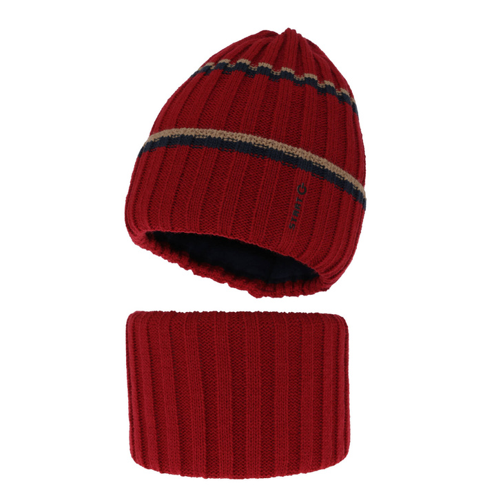 Ensemble d'hiver garçon: bonnet et snood, rouge, Bastien