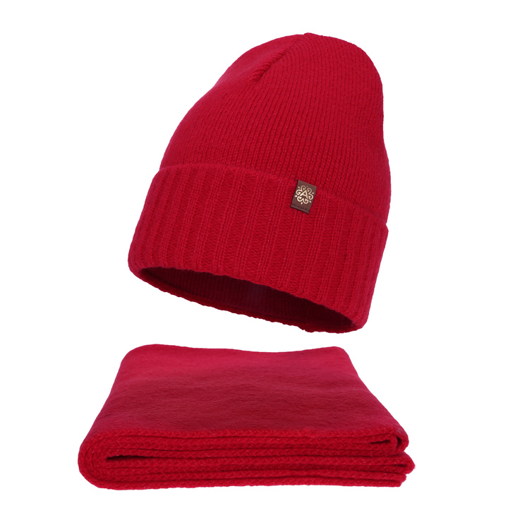Dames winter set (muts en sjaal), rood, Shasta