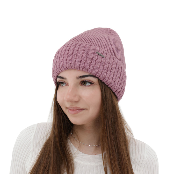 Bonnet d'hiver femme, violet, avec laine mérinos, Febe