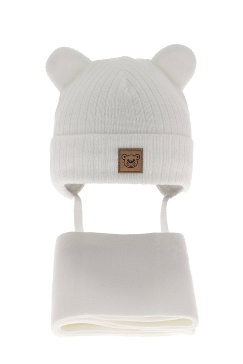 Ensemble d'hiver garçon: bonnet et écharpe, blanc, Anthony