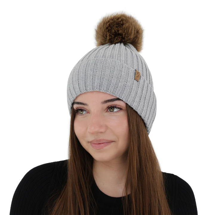 Dames wintermuts, camel, met merinowol, Zamira