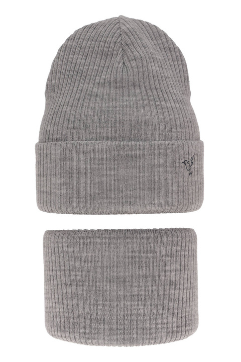 Ensemble d'hiver fille: bonnet et snood, gris, Rosetta
