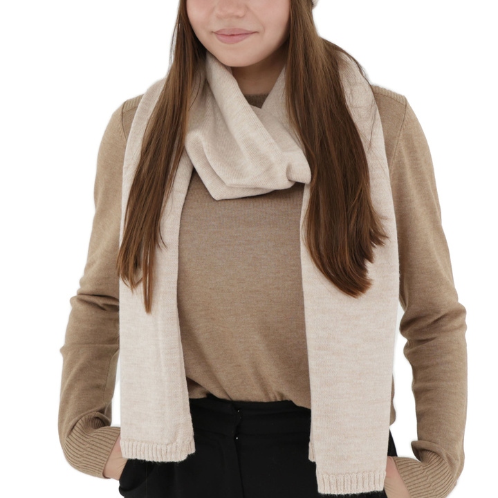 Dames wintersjaal, beige, 100% Merino Wol, Elonia