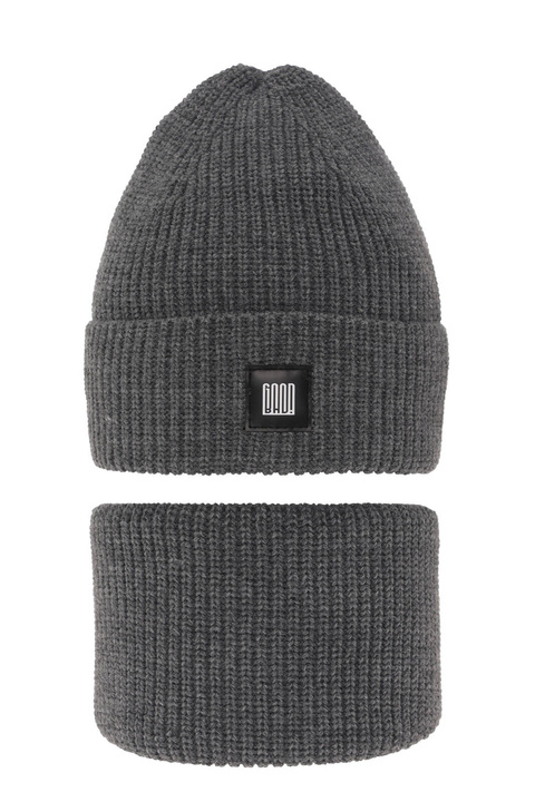 Ensemble d'hiver garçon: bonnet et snood, gris, Amadeo