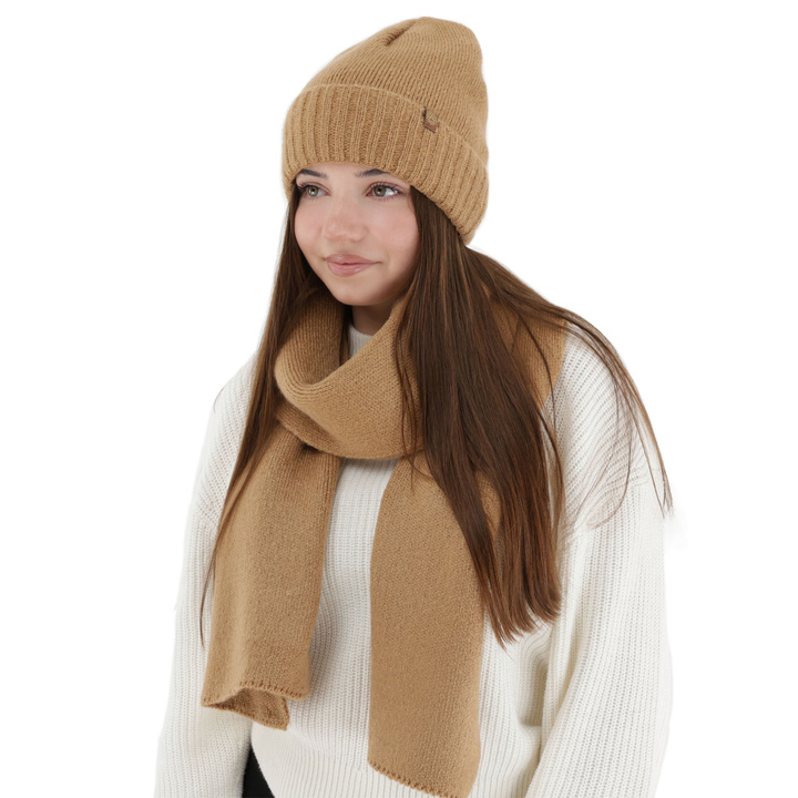 Dames winter set (muts en sjaal), camel, Shasta