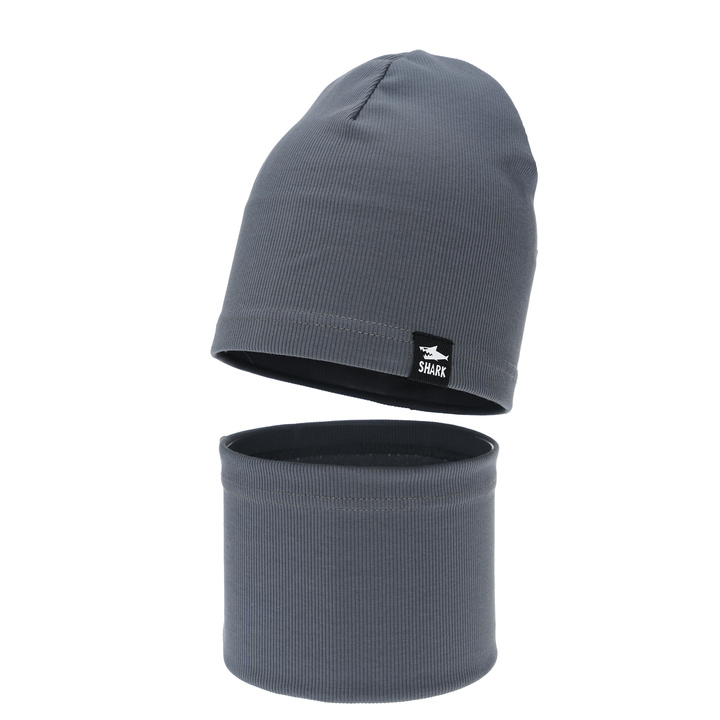 Ensemble automne/printemps garçon: bonnet et snood, gris, Rumel