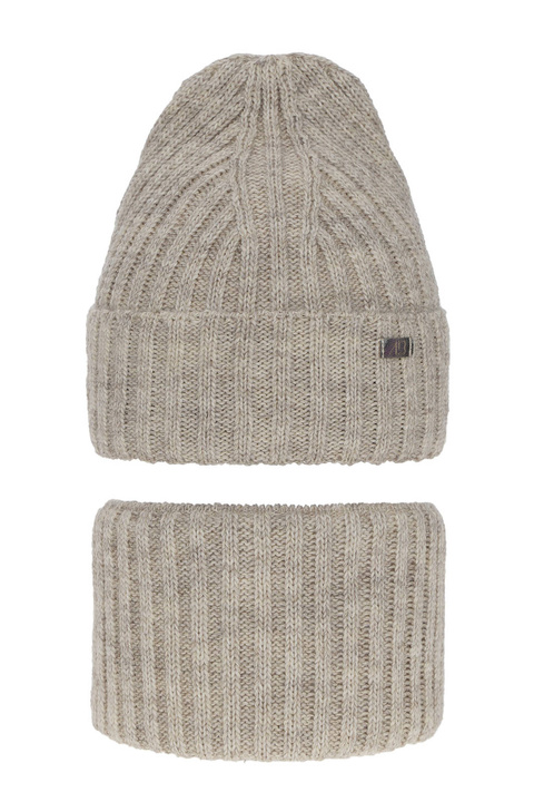 Meisjes winter set muts en sjaal, beige, Valentine