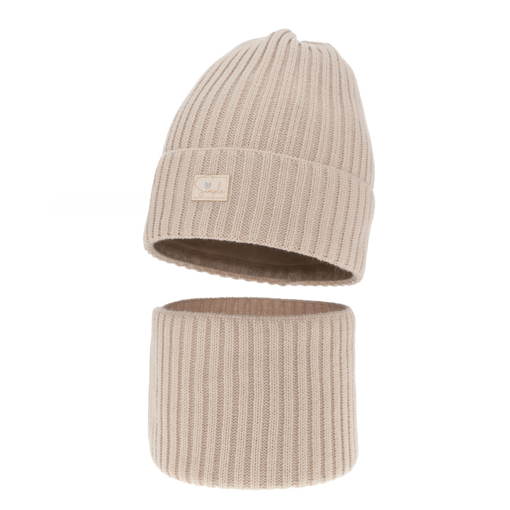 Ensemble d'hiver fille: bonnet et snood, beige, Tampa