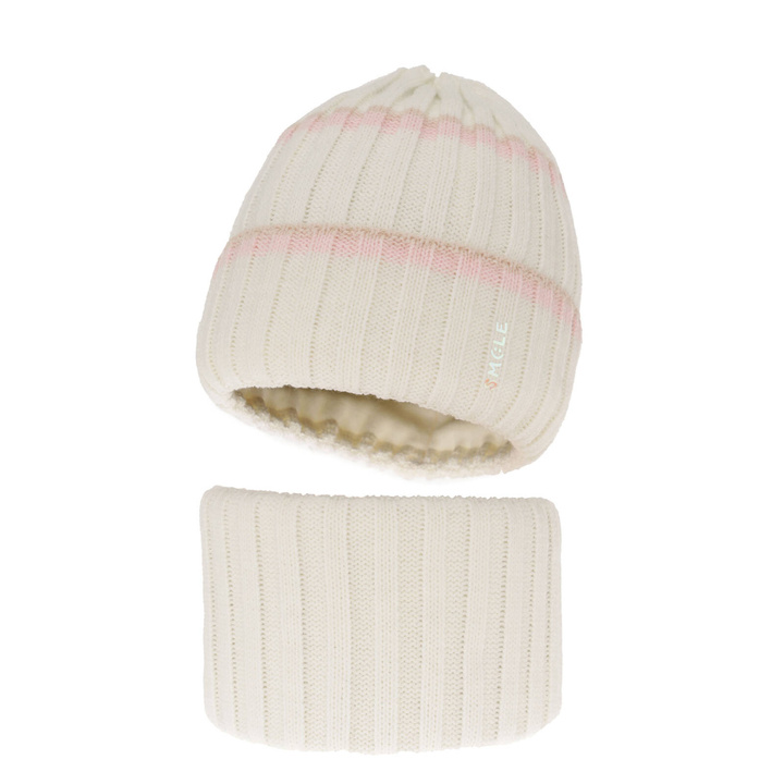 Ensemble d'hiver fille: bonnet et snood, crème, Judit