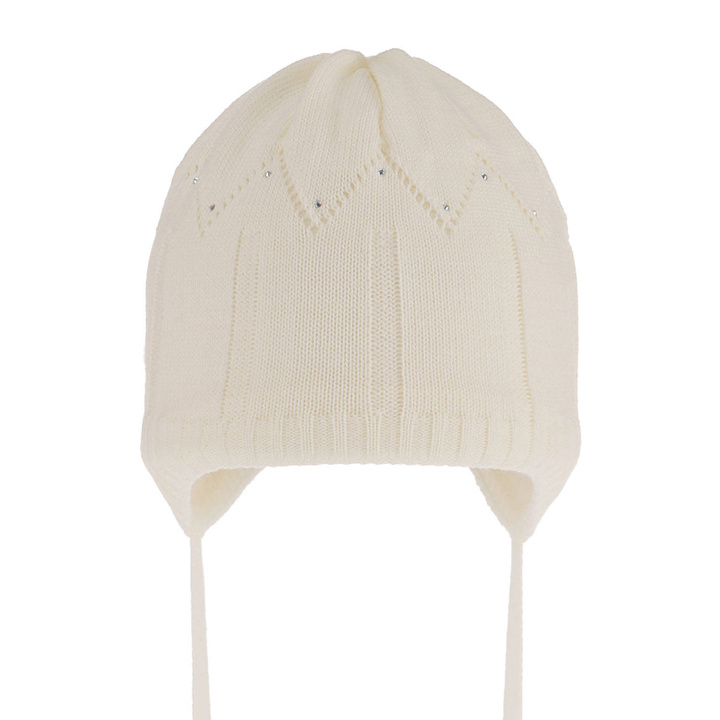 Bonnet automne/printemps fille, crème, avec liens, Mercja