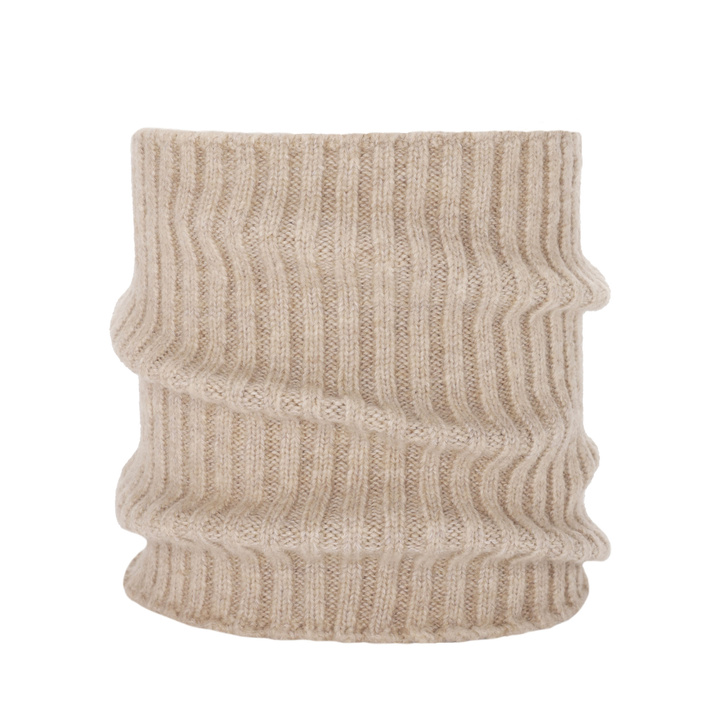 Snood d'hiver femme, beige, avec laine mérinos, Besta