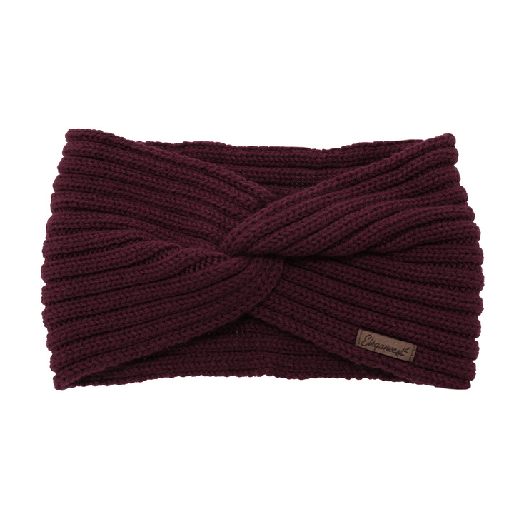 Dames winter hoofdband, winter, bordeaux, 100% Merino Wol, Veka
