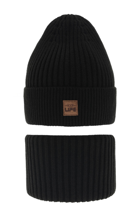 Ensemble d'hiver garçon: bonnet et snood, noir, Basilio