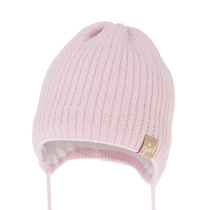 Bonnet automne/printemps fille, lilas, avec liens, Cheri