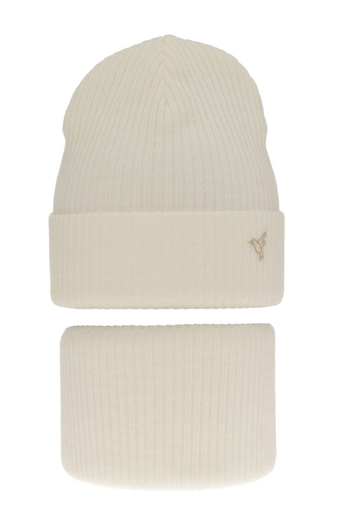 Ensemble d'hiver fille: bonnet et snood, crème, Rosetta