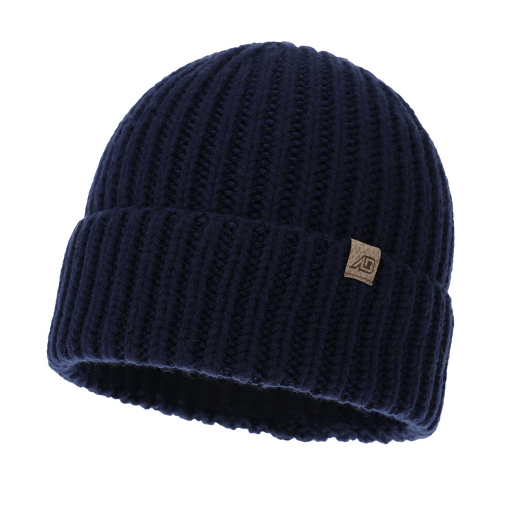 Bonnet d'hiver homme, bleu marine, avec laine mérinos, Berno