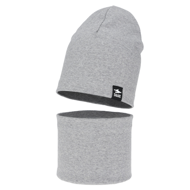 Ensemble automne/printemps garçon: bonnet et snood, gris, Rumel
