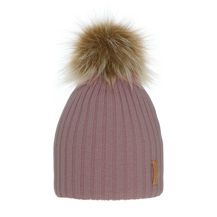 Meisjes wintermuts, roze, met garen pompon, Werbena