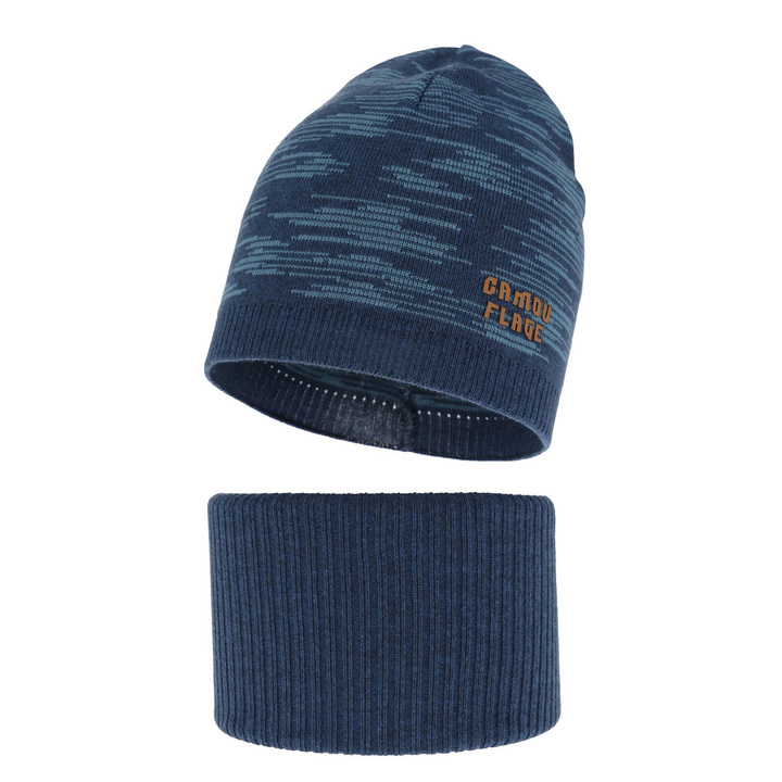 Ensemble automne/printemps garçon: bonnet et snood, met katoen, bleu foncé, Carter
