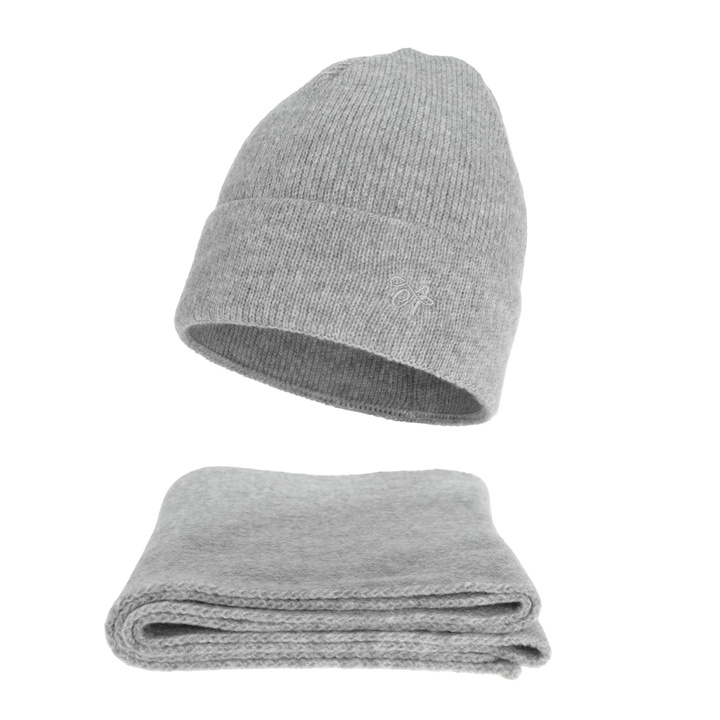 Dames winter set: muts en sjaal, grijs, Rava