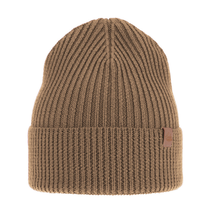 Dames wintermuts, camel, 100% Merino Wol, Isla