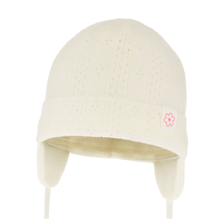 Bonnet automne/printemps fille, crème, avec liens, Lucrezia