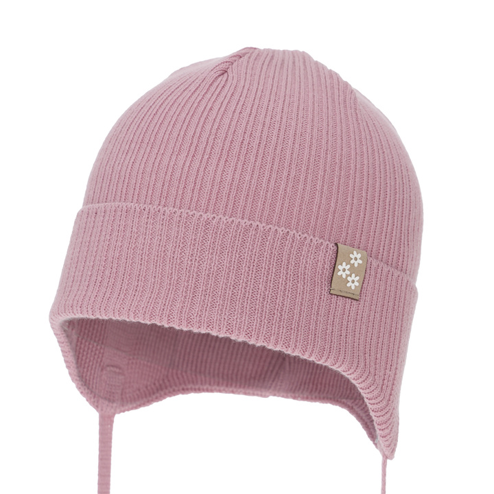 Meisjes herfst/lente muts, wrzosowa, met bindkoorden, 100% katoen, Lunara