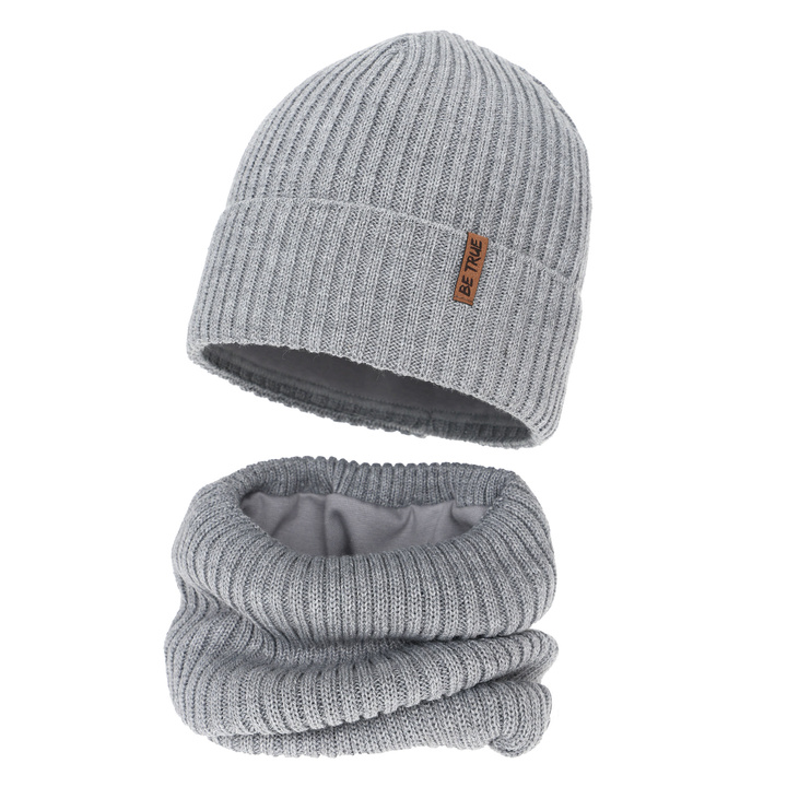 Jongens winter set (muts en buissjaal), Camel, met merinowol, Colton