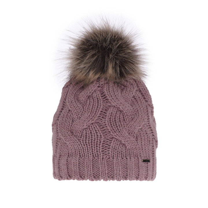 Bonnet d'hiver femme, hiver, wrzosowy, avec pompon, Terri