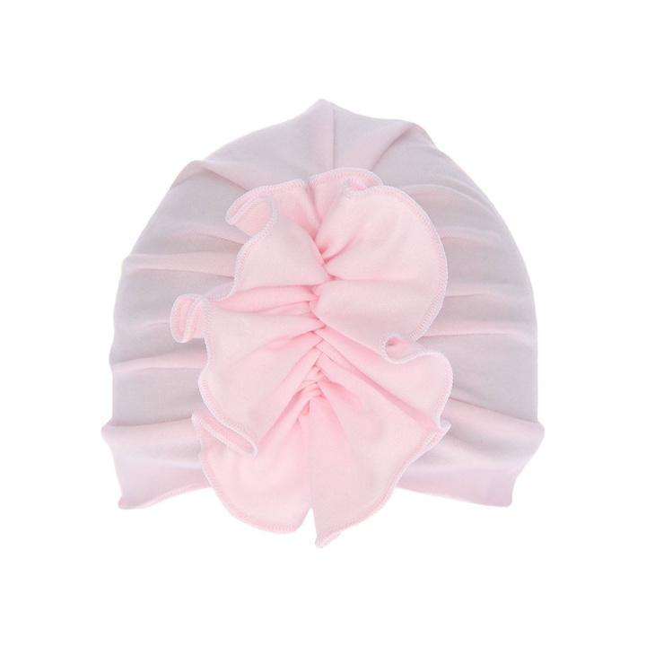 Meisjes herfst/lente muts, roze, met decoratieve plooien, Werka
