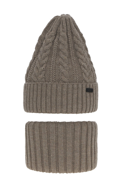 Ensemble d'hiver garçon: bonnet et snood, beige, Colins