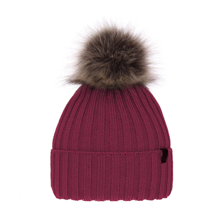 Dames wintermuts, roze, met merinowol, Texa