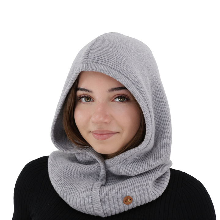 Bivakmuts herfst, winter, dames, grijs, merinowol met kasjmier, Kiruna