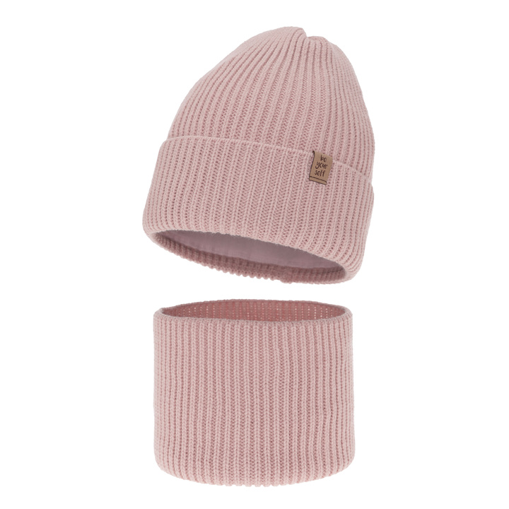 Ensemble d'hiver fille: bonnet et snood, rose, Edera