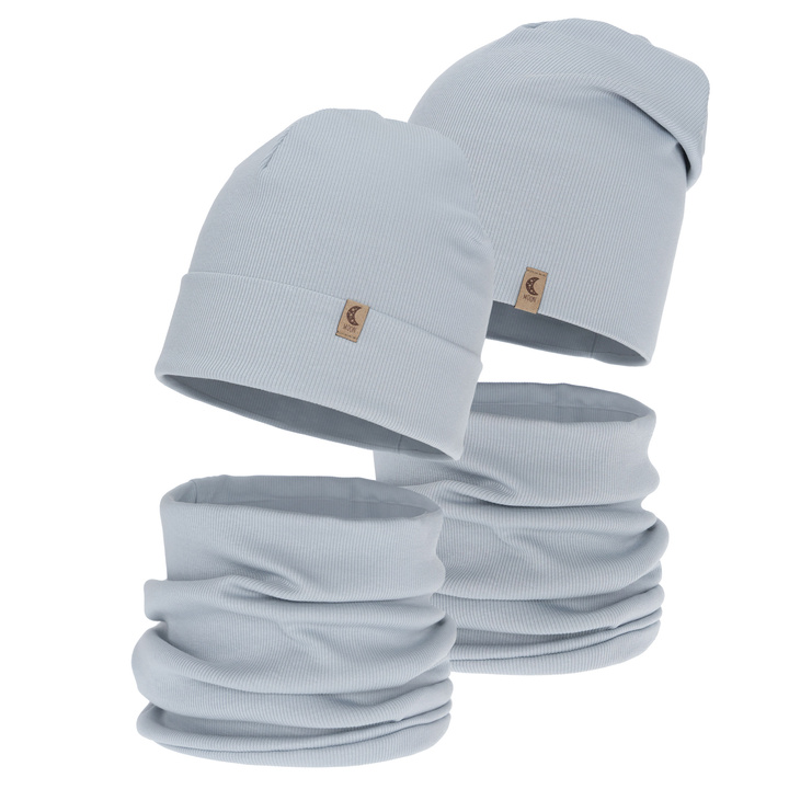 Meisjes herfst/lente set (muts en buissjaal), katoenen, grijs, Bravura