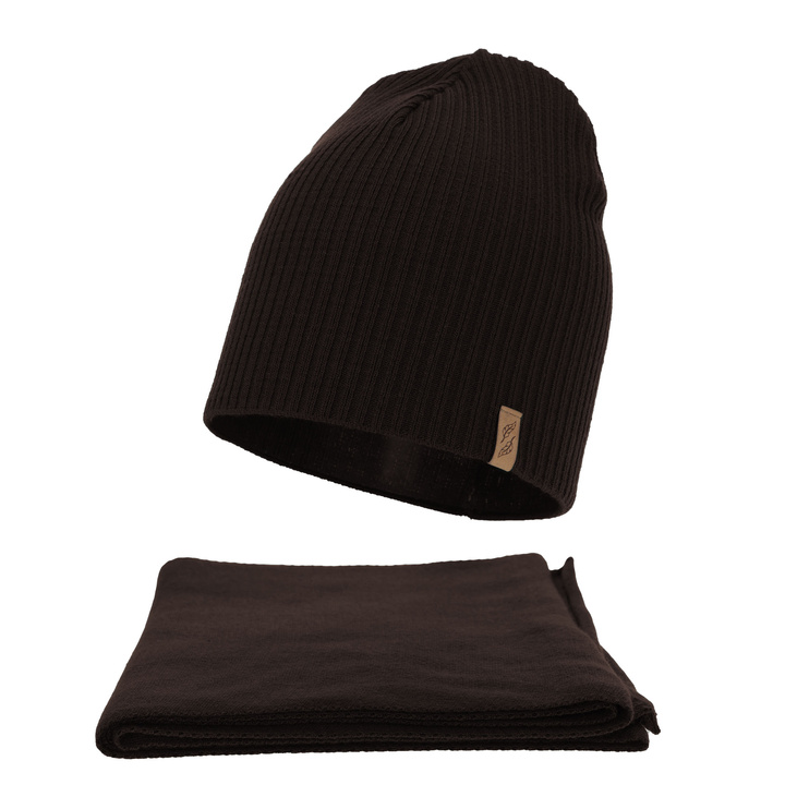 Dames winter set (muts en sjaal), donkerbruin, Fena