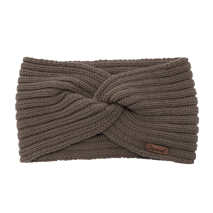 Dames winter hoofdband, lichtbruin, 100% Merino Wol, Veka